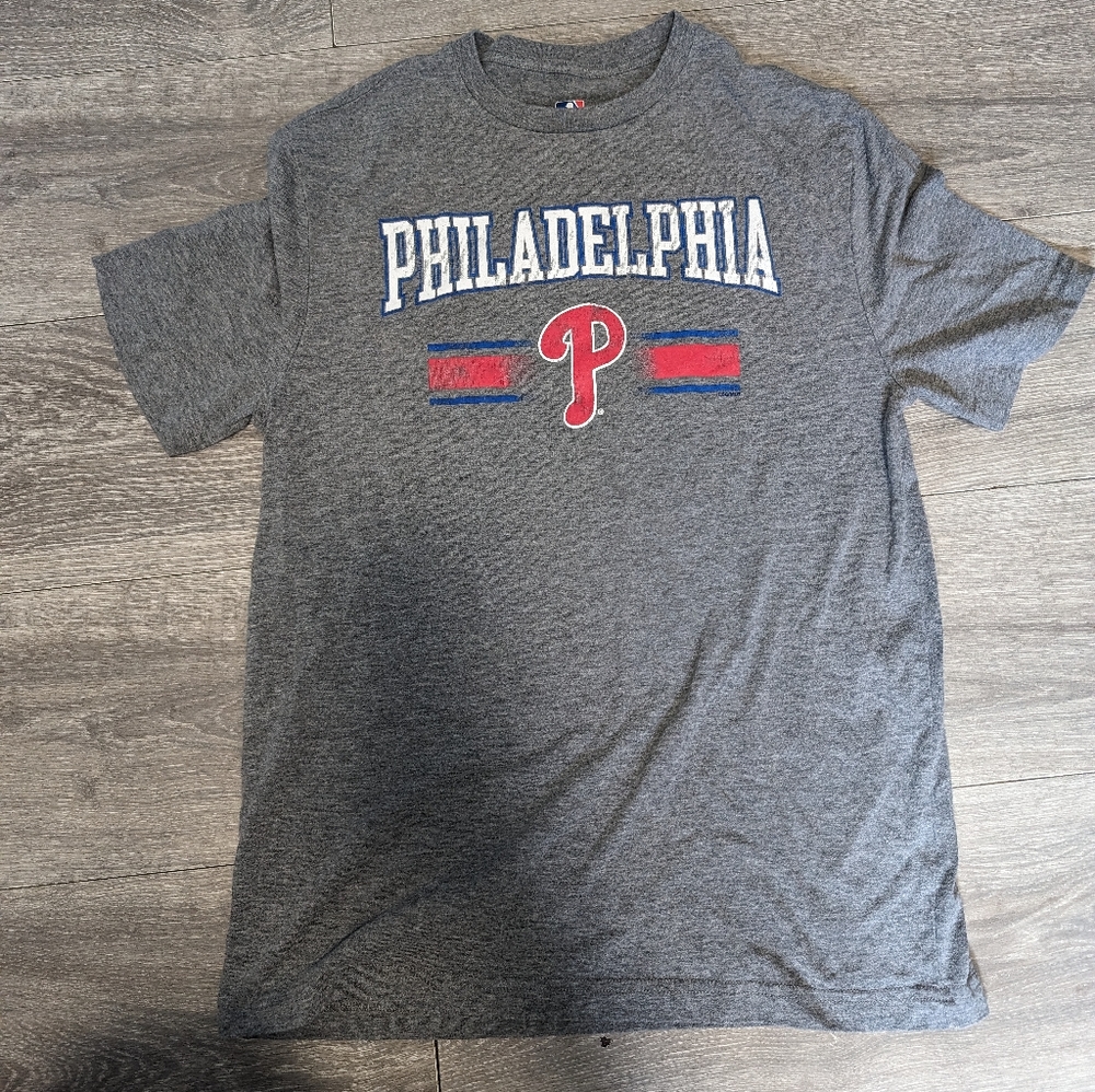 Philadelphia, Phillies, Gray shirt, mens, medium, red, white, blue